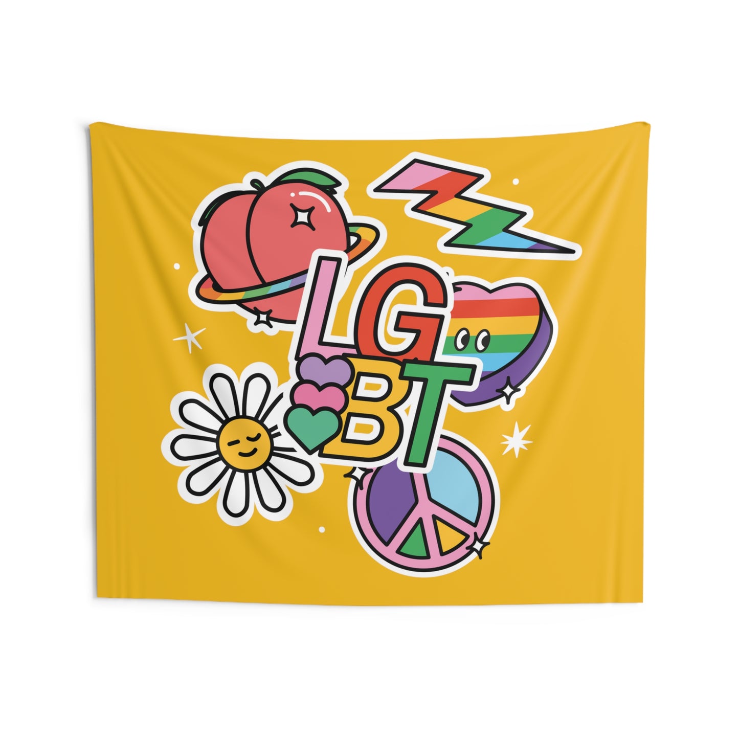 LGBT SUNFLOWER PEACE SWEETHEART GAY PRIDE Indoor Wall Tapestries