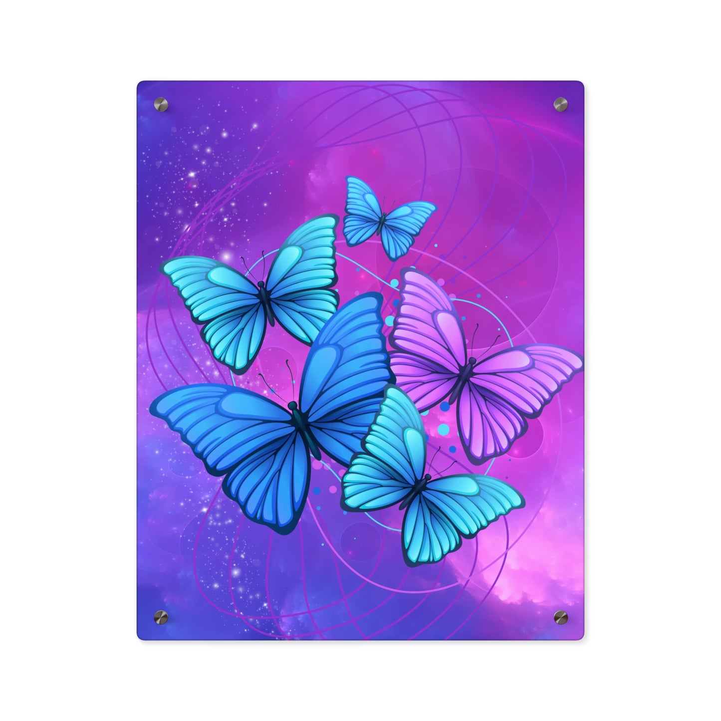 Acrylic Wall Print - "Butterflies in Blues and Purples"