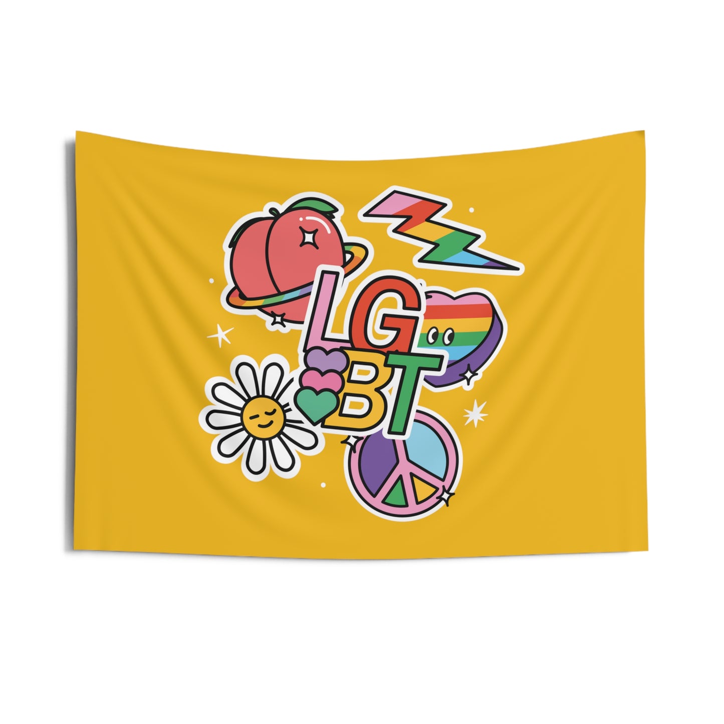 LGBT SUNFLOWER PEACE SWEETHEART GAY PRIDE Indoor Wall Tapestries