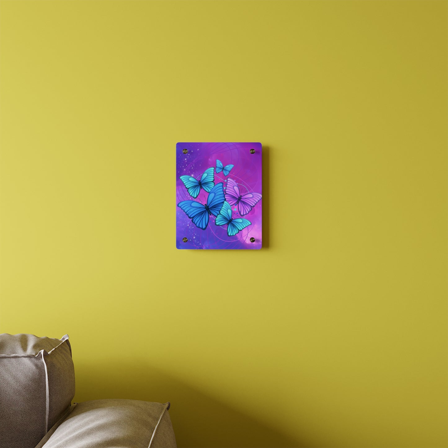 Acrylic Wall Print - "Butterflies in Blues and Purples"