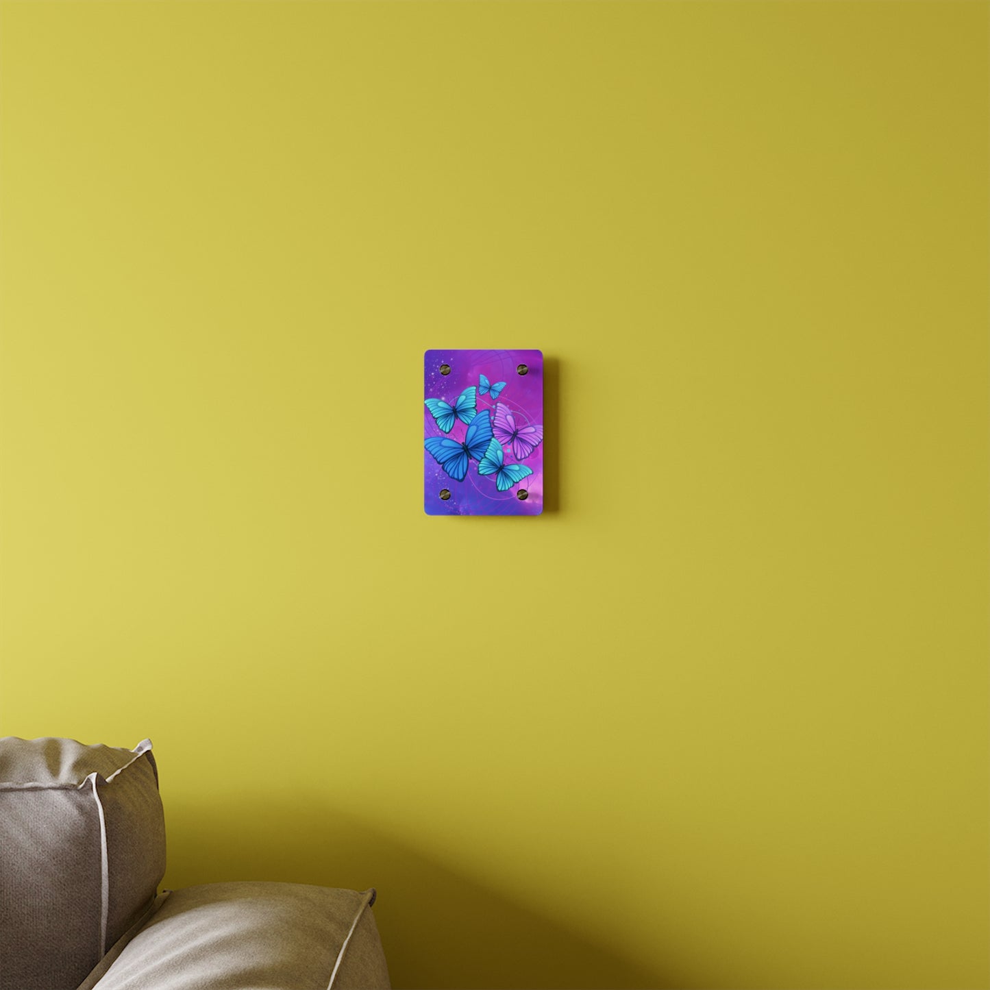 Acrylic Wall Print - "Butterflies in Blues and Purples"