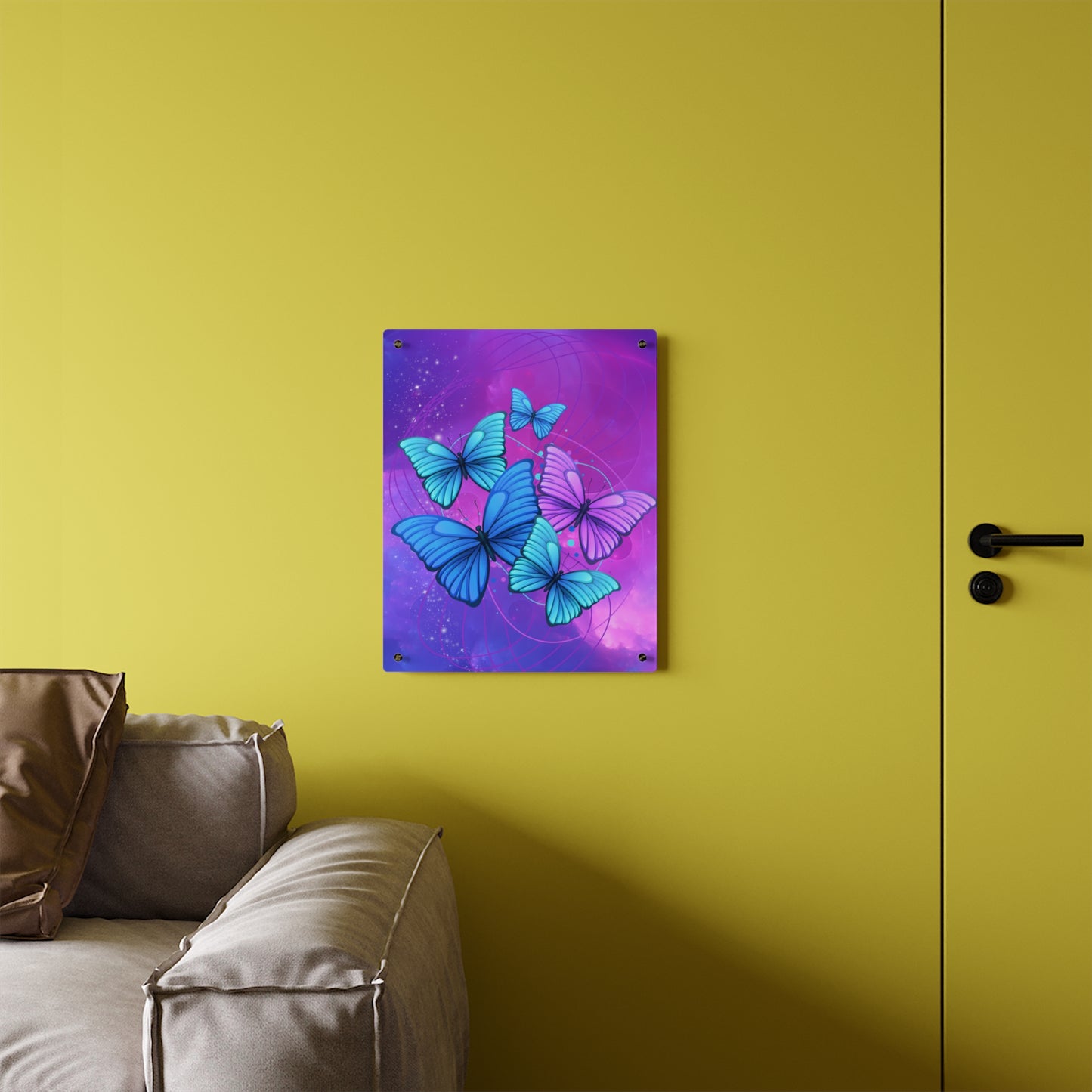 Acrylic Wall Print - "Butterflies in Blues and Purples"