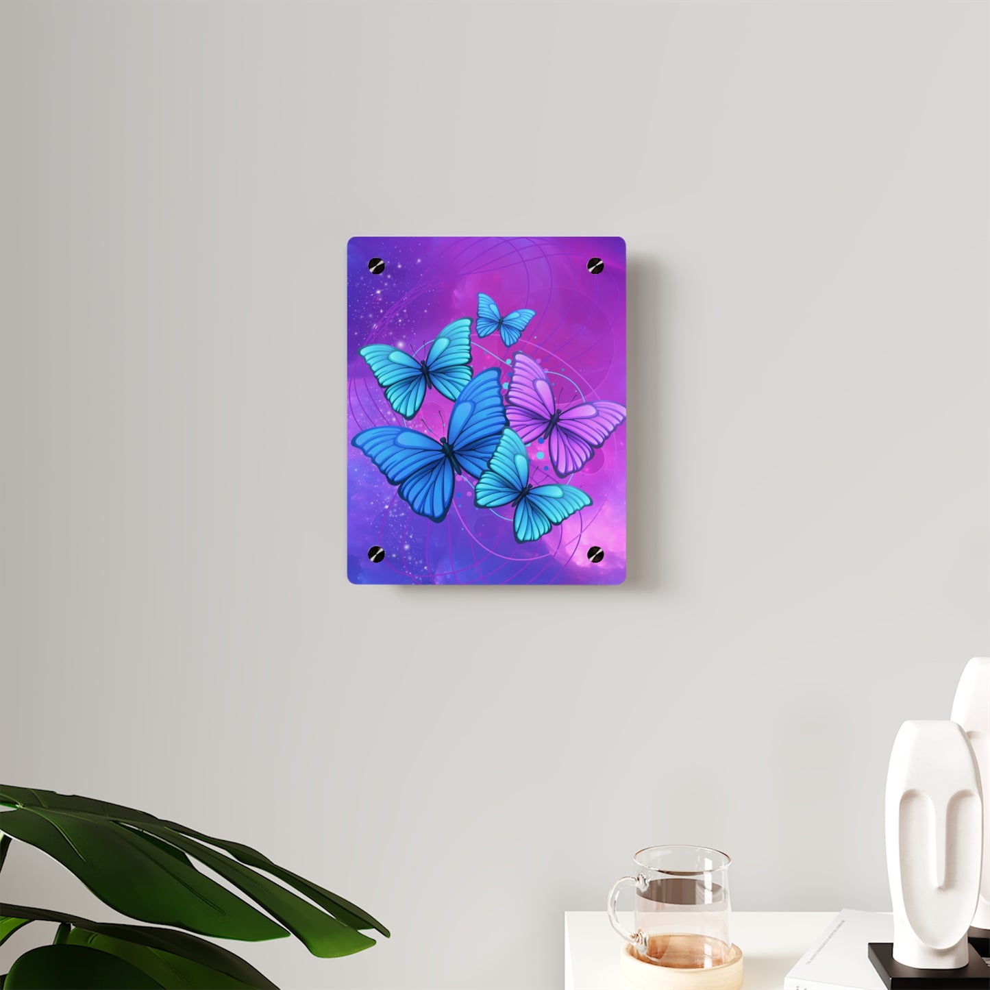 Acrylic Wall Print - "Butterflies in Blues and Purples"