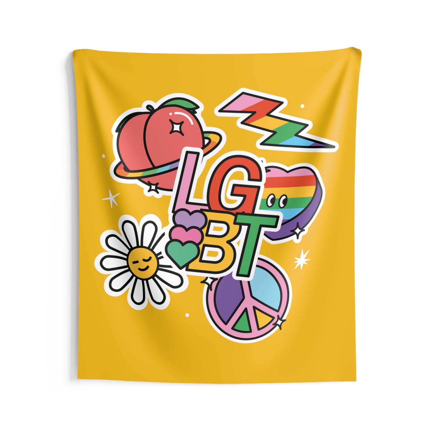 LGBT SUNFLOWER PEACE SWEETHEART GAY PRIDE Indoor Wall Tapestries