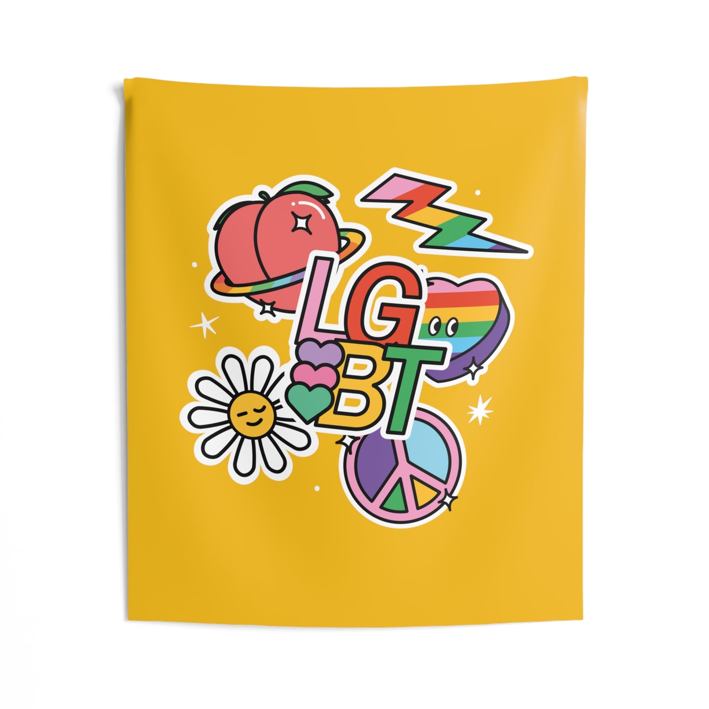 LGBT SUNFLOWER PEACE SWEETHEART GAY PRIDE Indoor Wall Tapestries