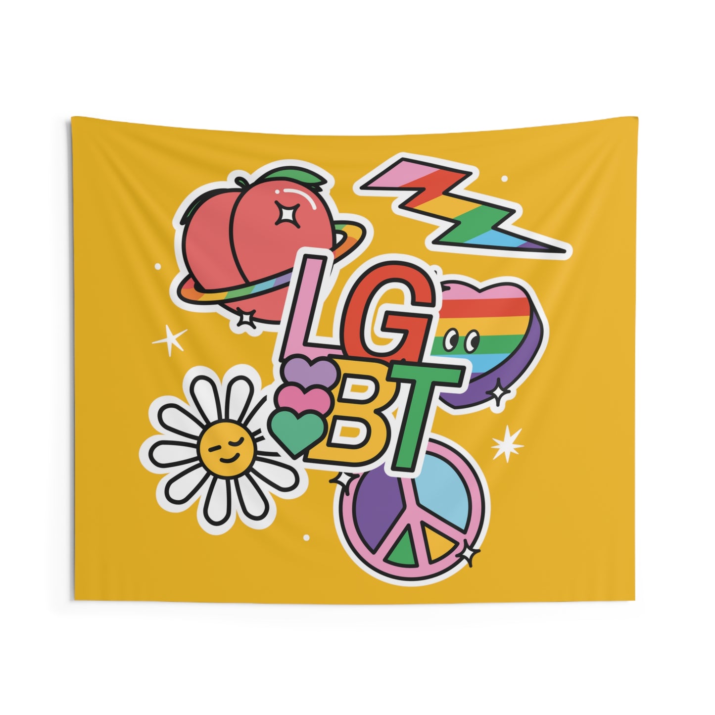 LGBT SUNFLOWER PEACE SWEETHEART GAY PRIDE Indoor Wall Tapestries