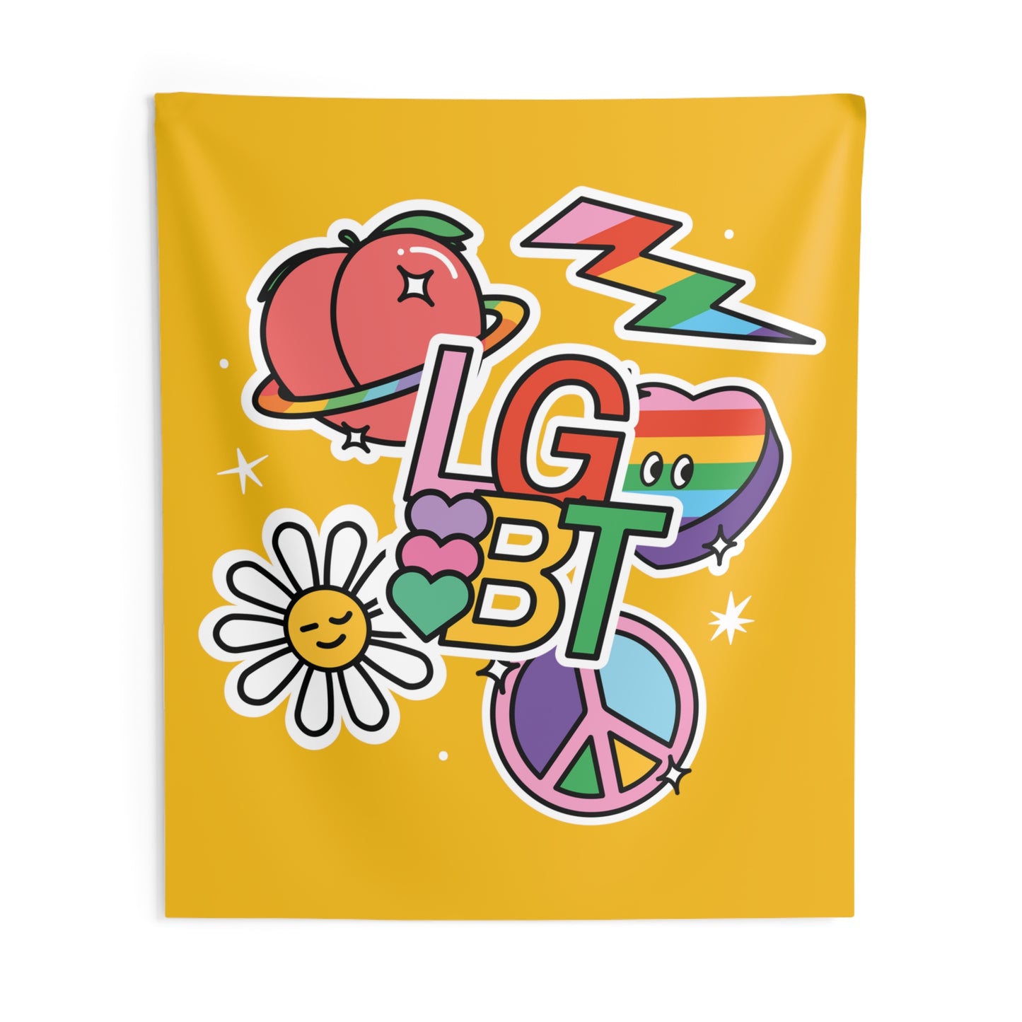 LGBT SUNFLOWER PEACE SWEETHEART GAY PRIDE Indoor Wall Tapestries