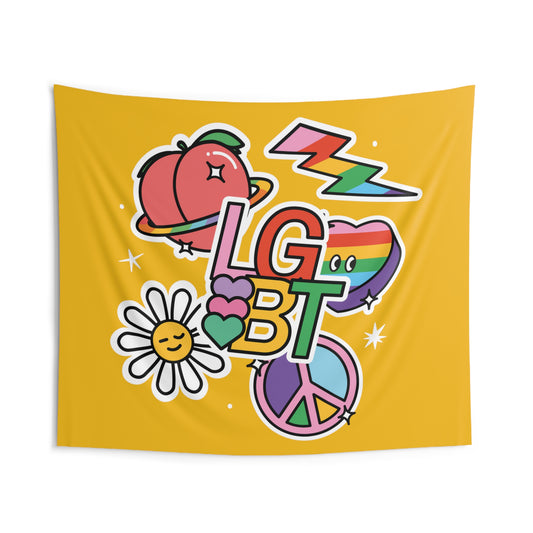 LGBT SUNFLOWER PEACE SWEETHEART GAY PRIDE Indoor Wall Tapestries