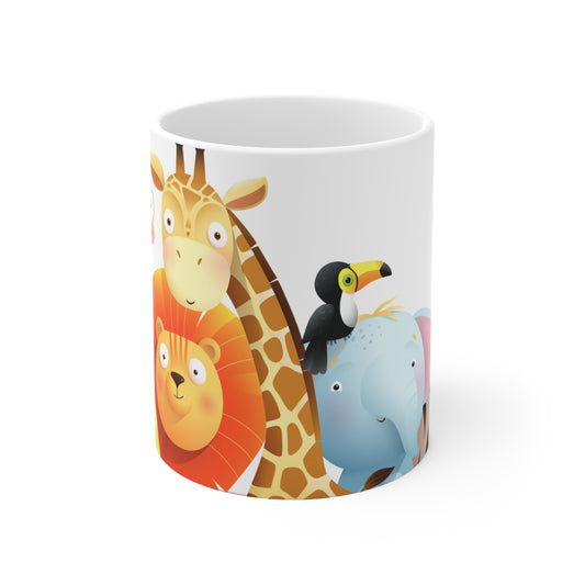 Cute Animals Lion Giraffe Toucan Zebra Ceramic Mug 11oz