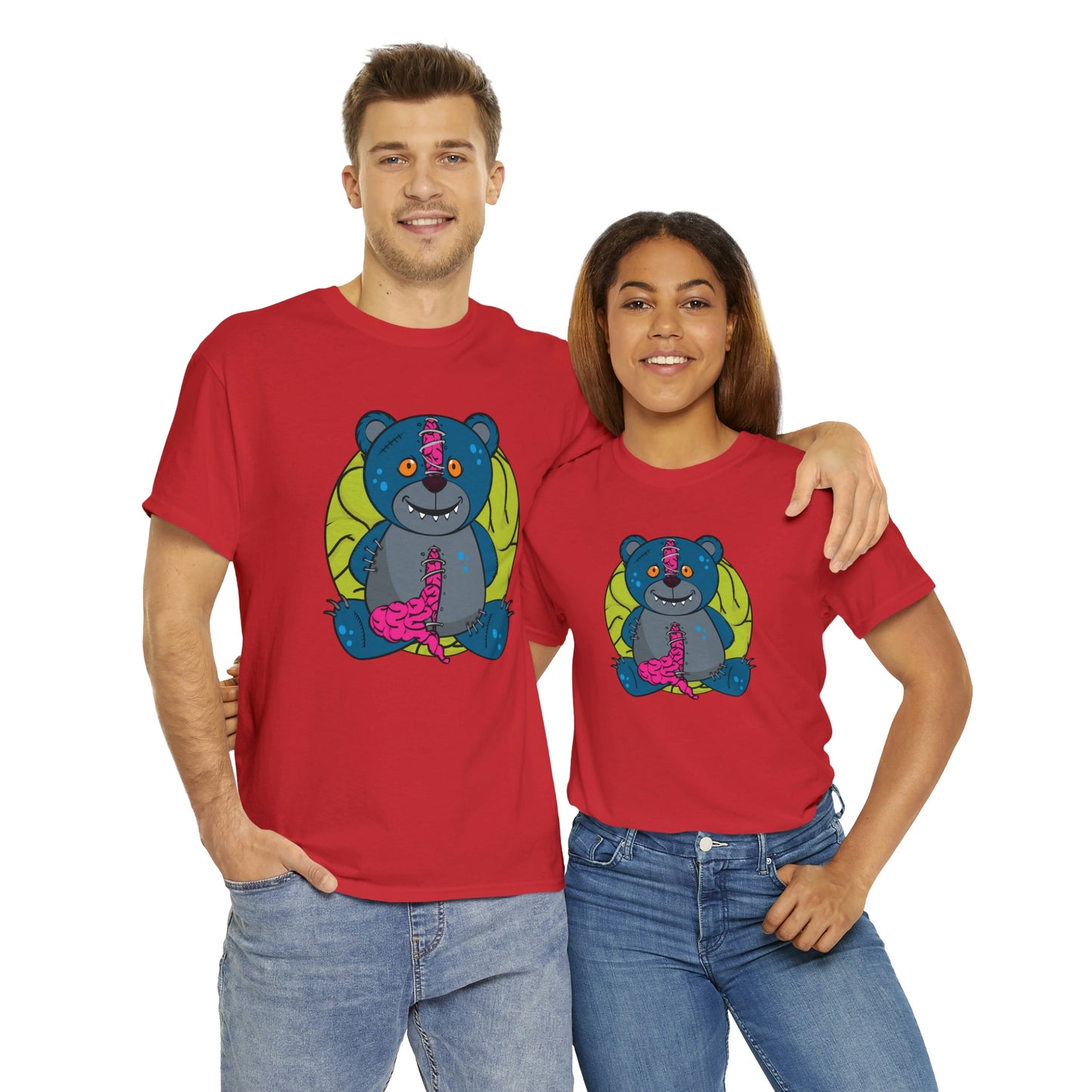 Zombie Brain Teddy Bear Unisex Heavy Cotton Tee