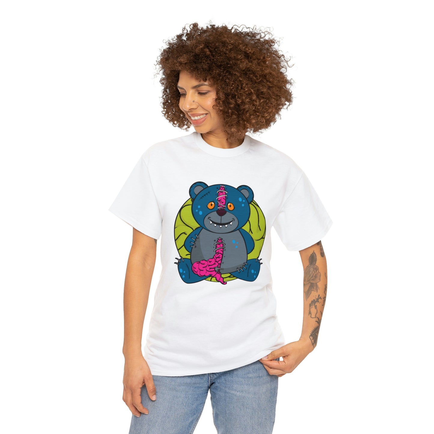 Zombie Brain Teddy Bear Unisex Heavy Cotton Tee