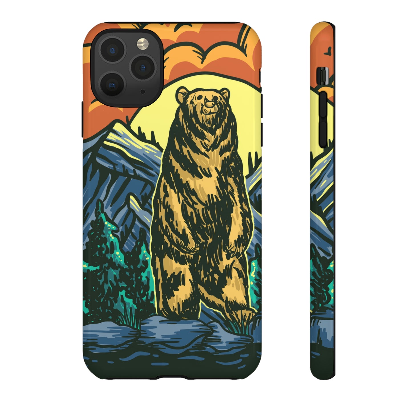 Grizzly Brown Bear Sunset Over Mountains Painting Tough Cases