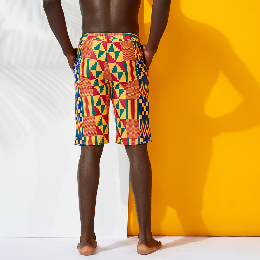 African Batik Printed Swimming Trunks Men