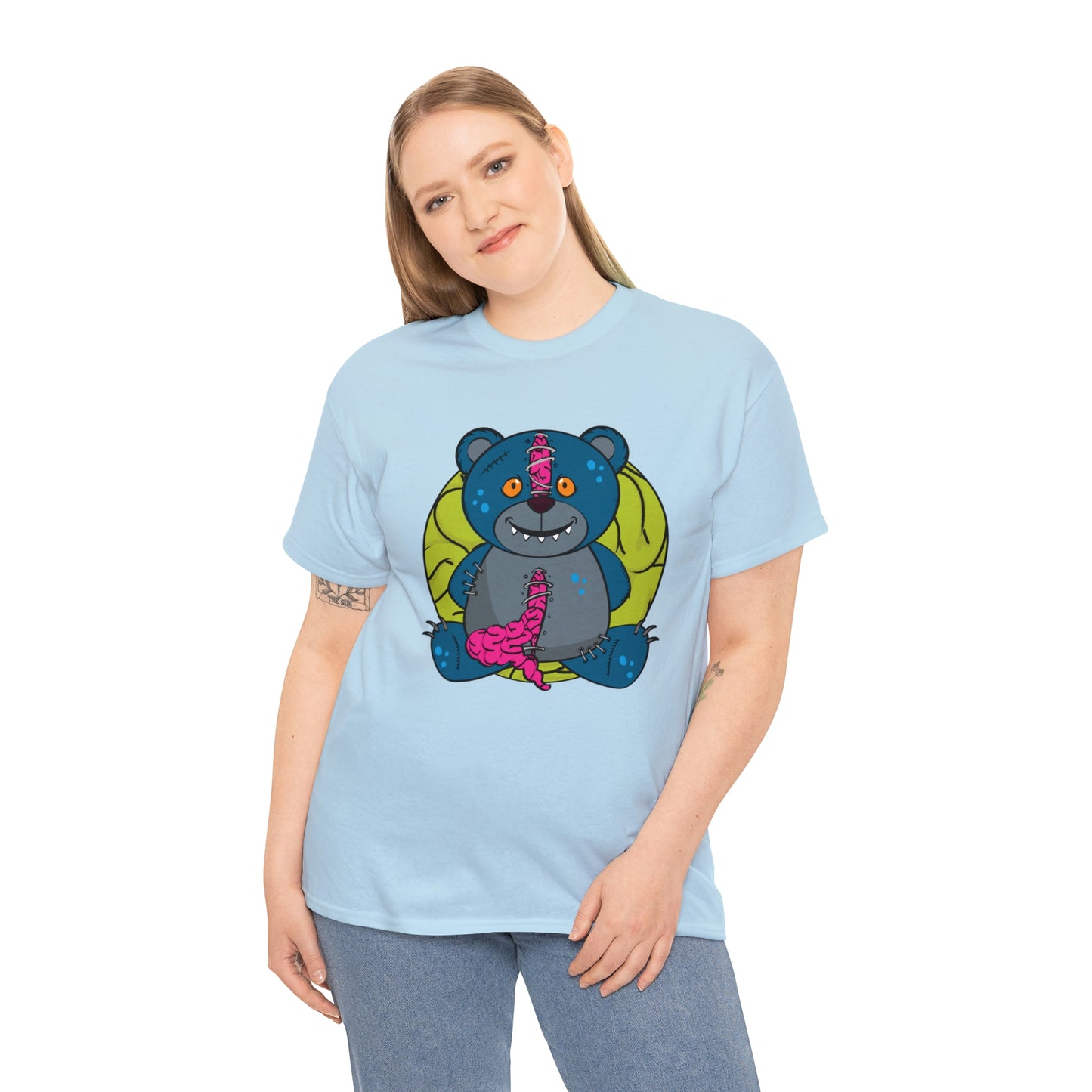 Zombie Brain Teddy Bear Unisex Heavy Cotton Tee