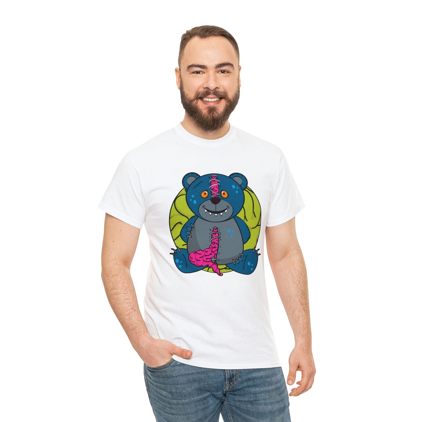 Zombie Brain Teddy Bear Unisex Heavy Cotton Tee