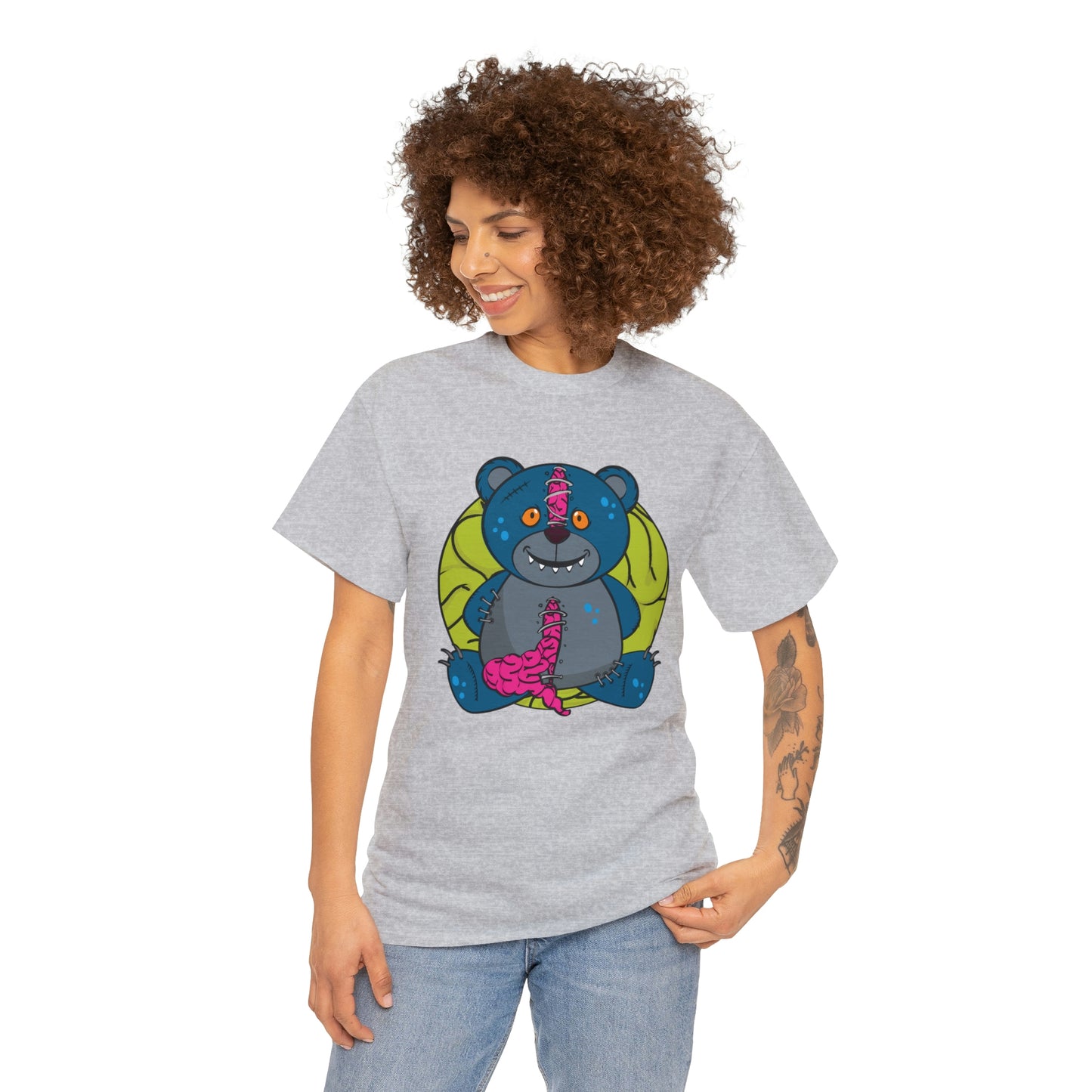 Zombie Brain Teddy Bear Unisex Heavy Cotton Tee