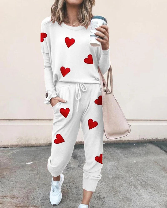 Love Printed Trousers Fashion Casual Suit Multi Variants