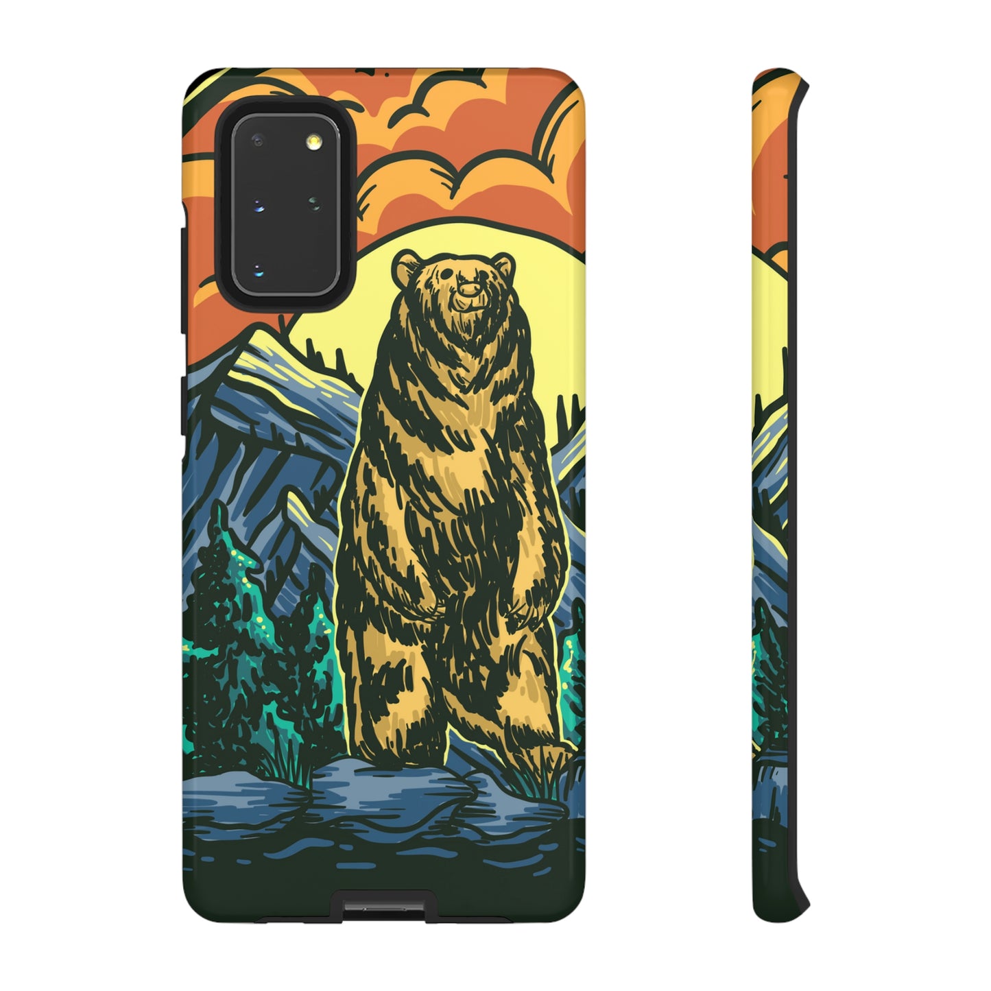 Grizzly Brown Bear Sunset Over Mountains Painting Tough Cases