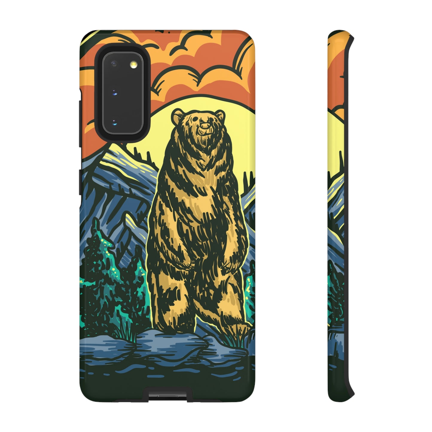 Grizzly Brown Bear Sunset Over Mountains Painting Tough Cases