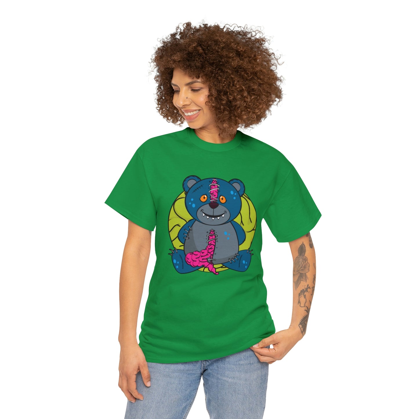 Zombie Brain Teddy Bear Unisex Heavy Cotton Tee