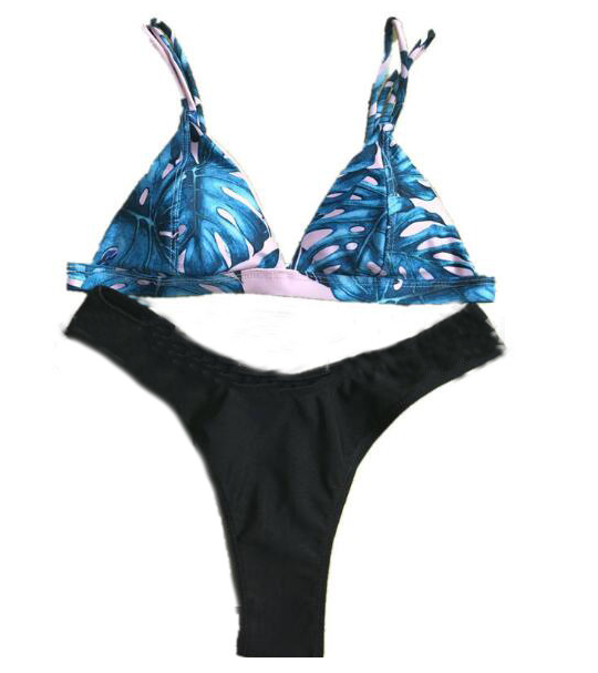 G-string high-forked bikini women's print swimwear