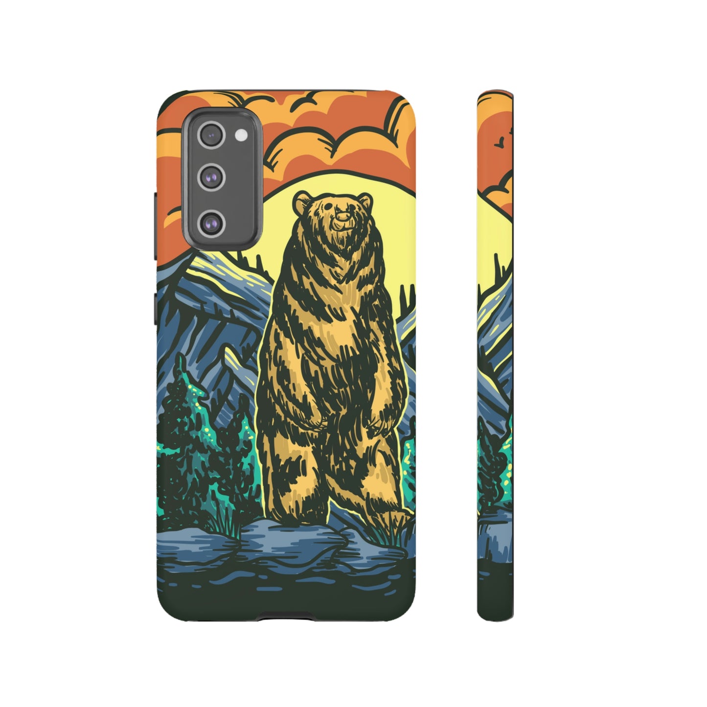 Grizzly Brown Bear Sunset Over Mountains Painting Tough Cases