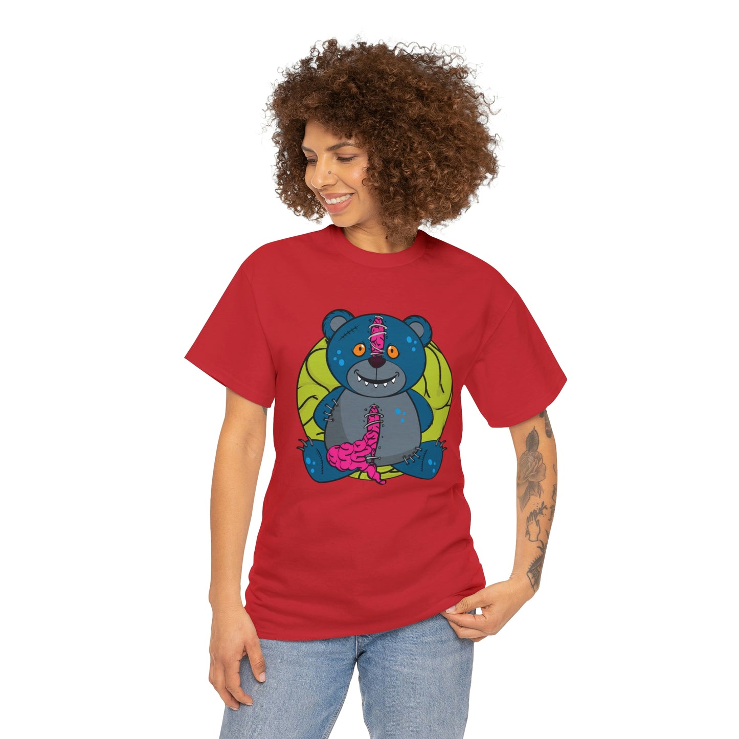 Zombie Brain Teddy Bear Unisex Heavy Cotton Tee