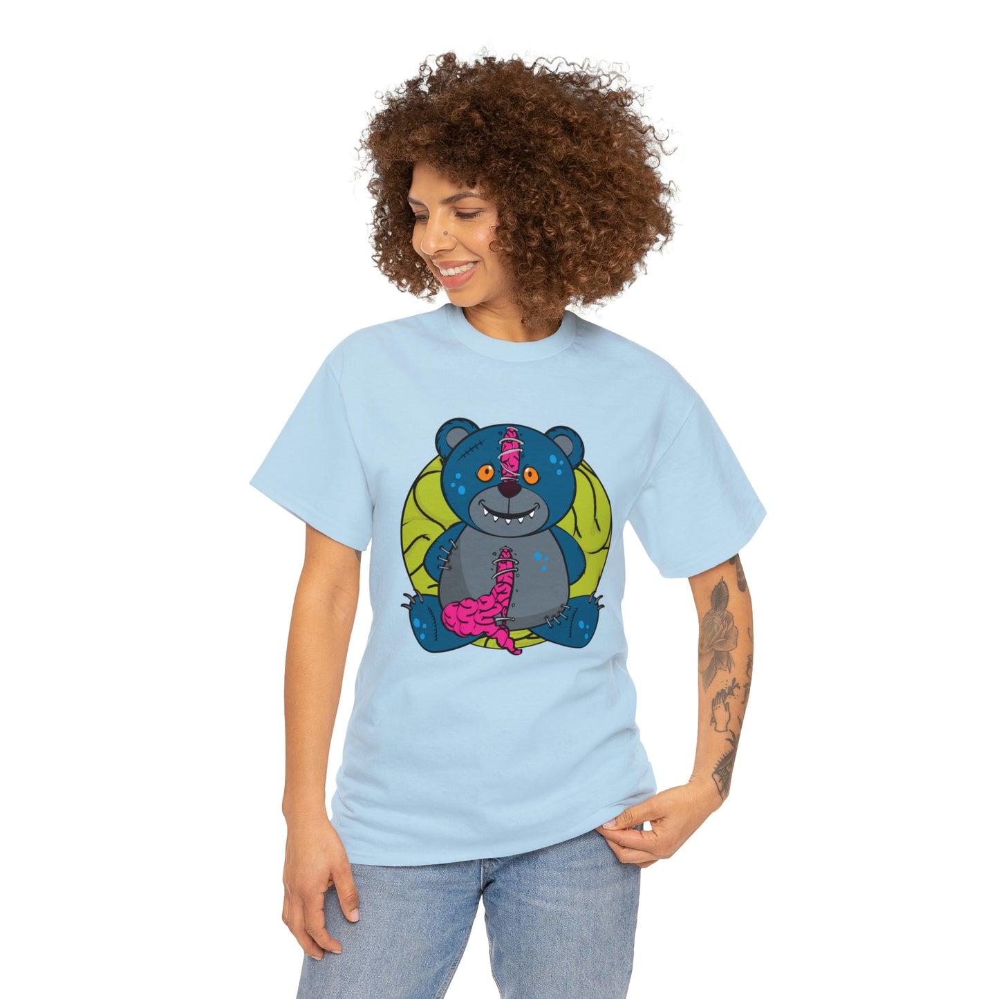 Zombie Brain Teddy Bear Unisex Heavy Cotton Tee