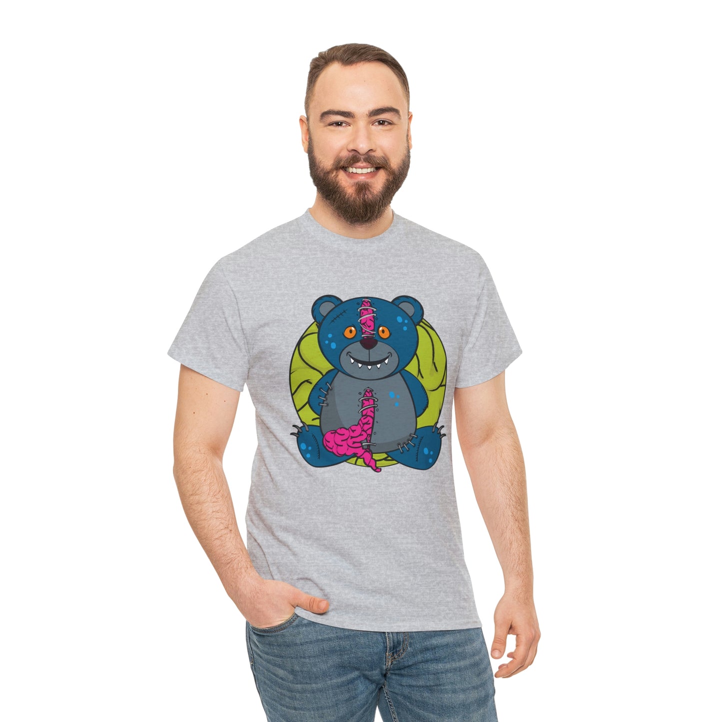 Zombie Brain Teddy Bear Unisex Heavy Cotton Tee