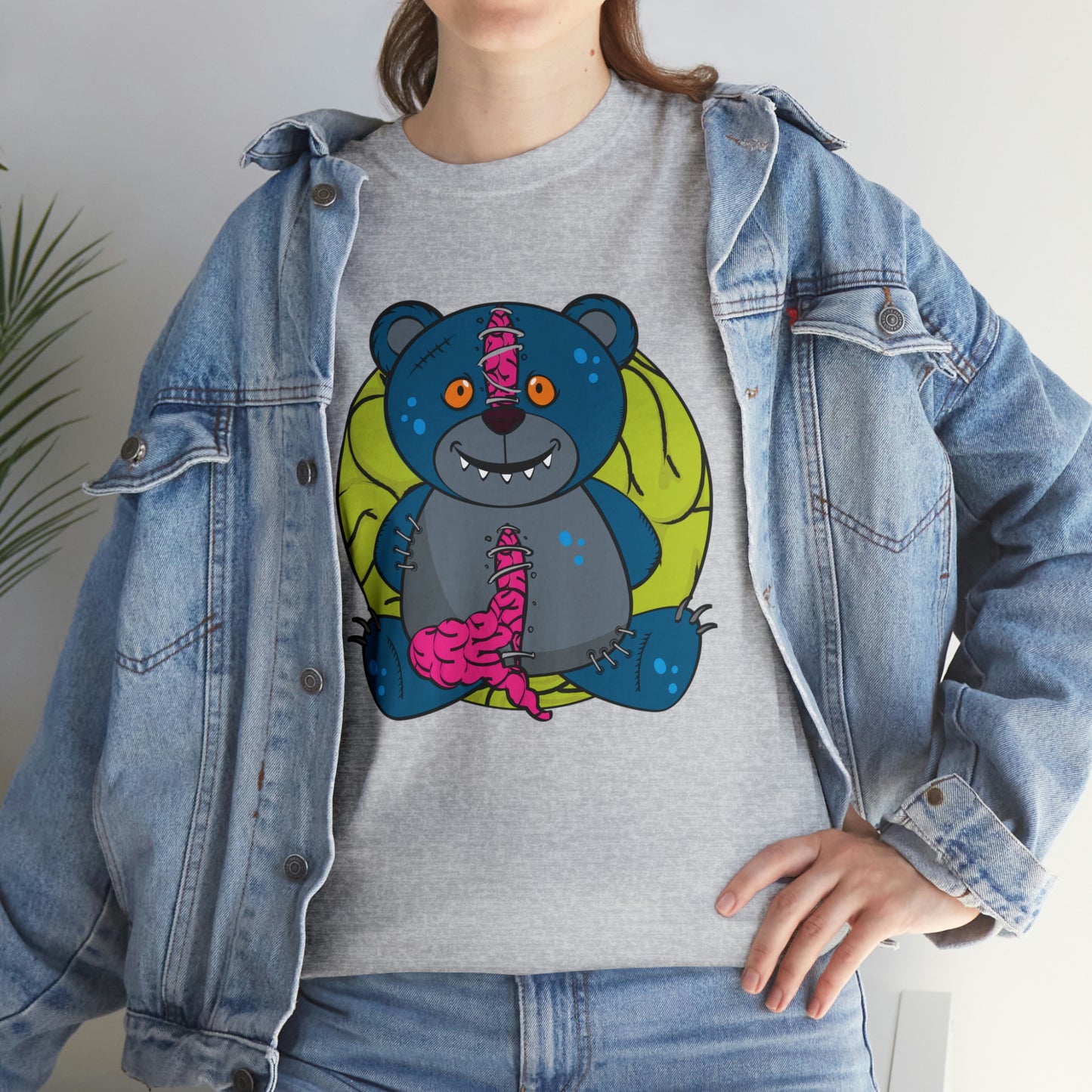 Zombie Brain Teddy Bear Unisex Heavy Cotton Tee