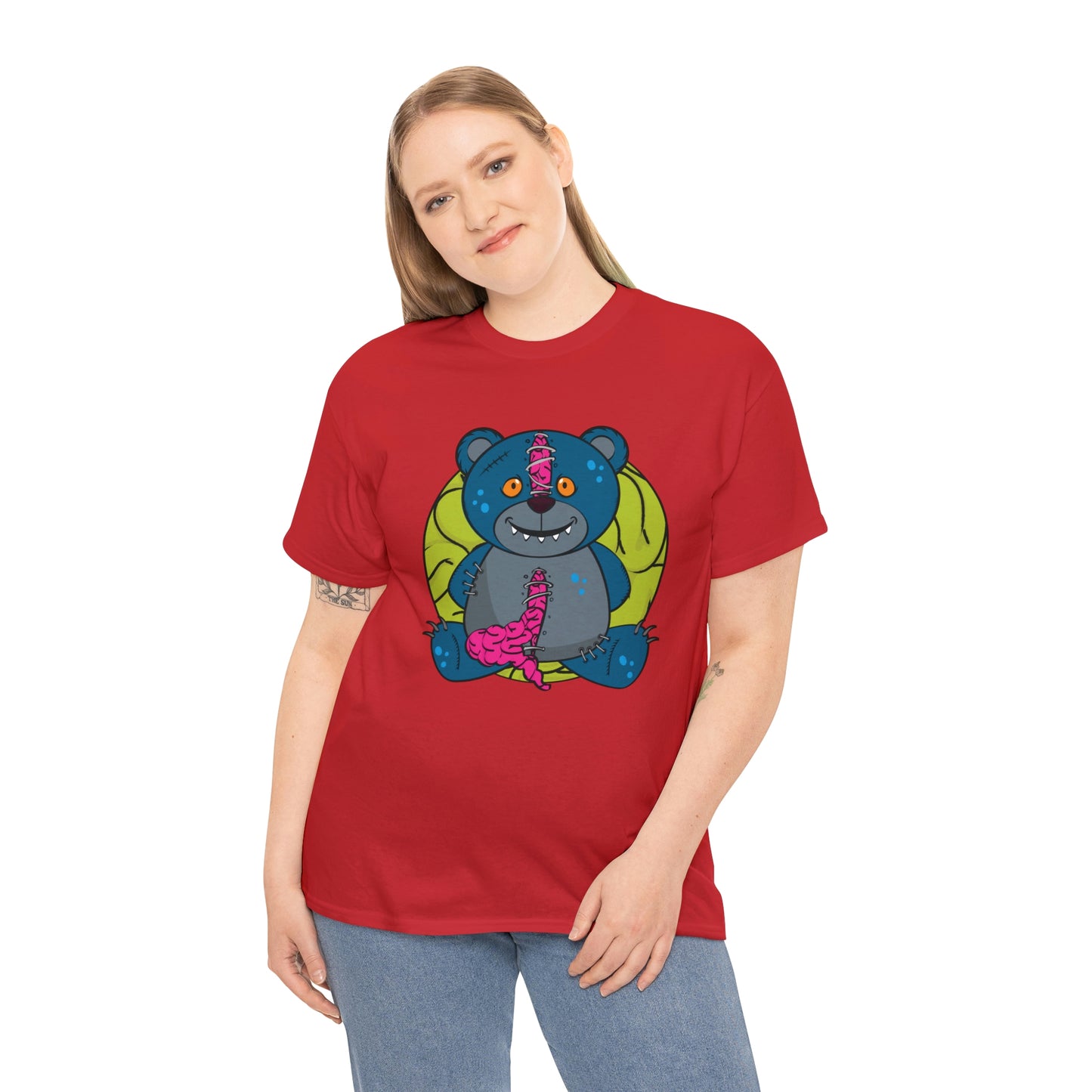 Zombie Brain Teddy Bear Unisex Heavy Cotton Tee