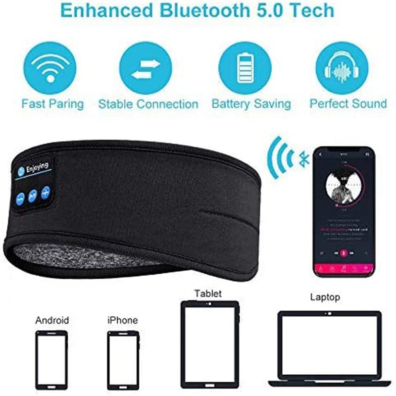 Black Bluetooth Headphones Headband