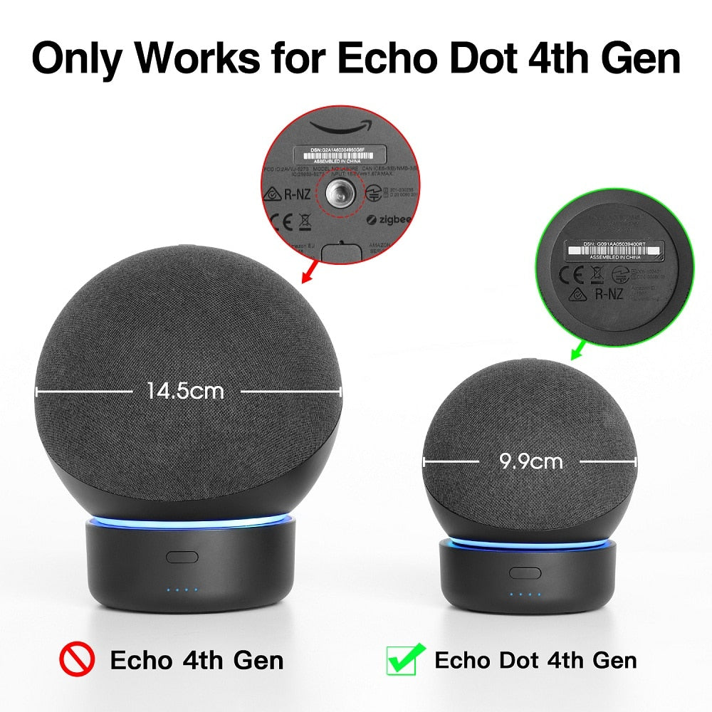 GGMM D4 Original Battery Base Made For Echo Dot (4th Generation) Charger Portable Battery Base For Amazon Alexa Smart Speaker