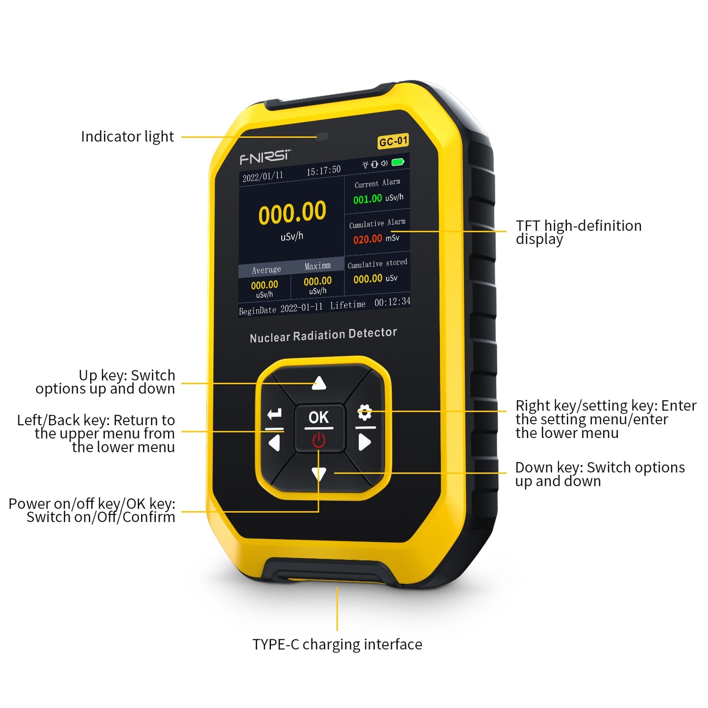 Geiger counter Nuclear Radiation Detector Personal Dosimeter