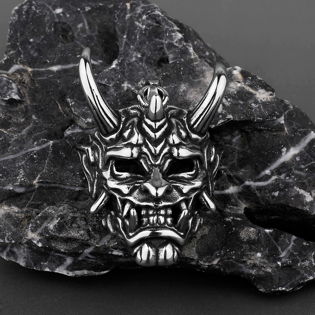 Gothic Evil Demon Skull Mask Pendant Necklace