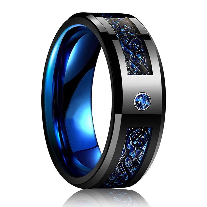 Black Blue Embossed Celtic Ring