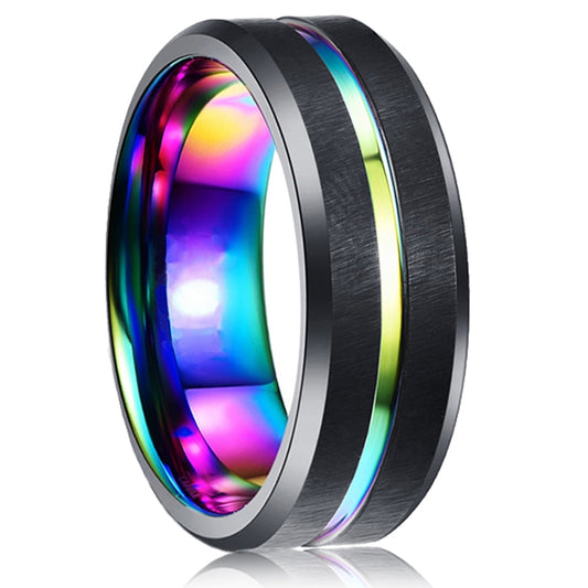 Rainbow Black Two Tone Celtic Ring