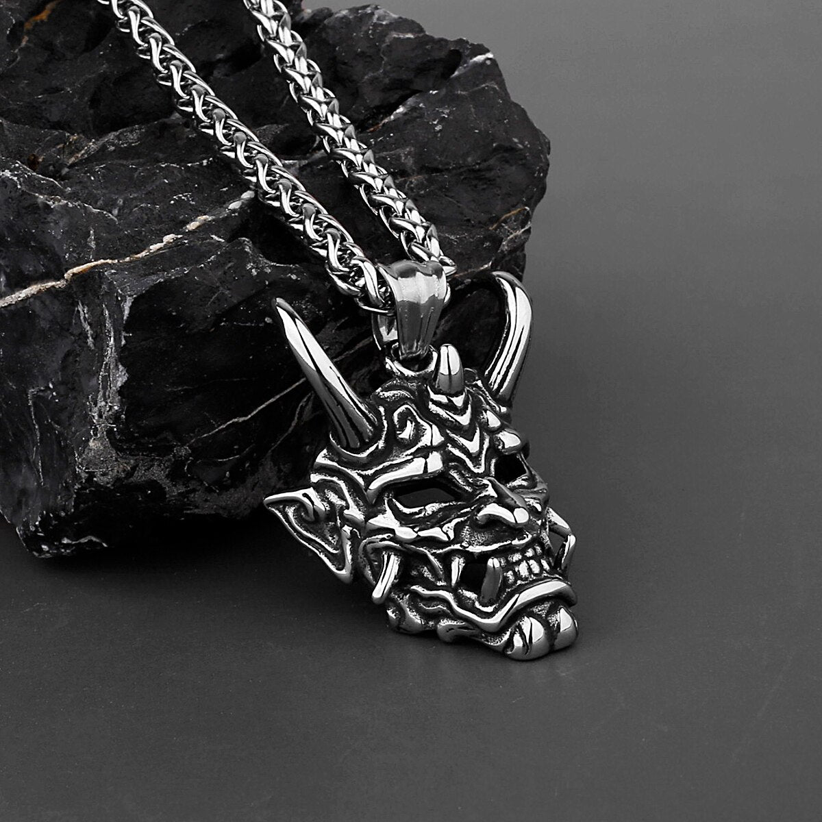 Gothic Evil Demon Skull Mask Pendant Necklace