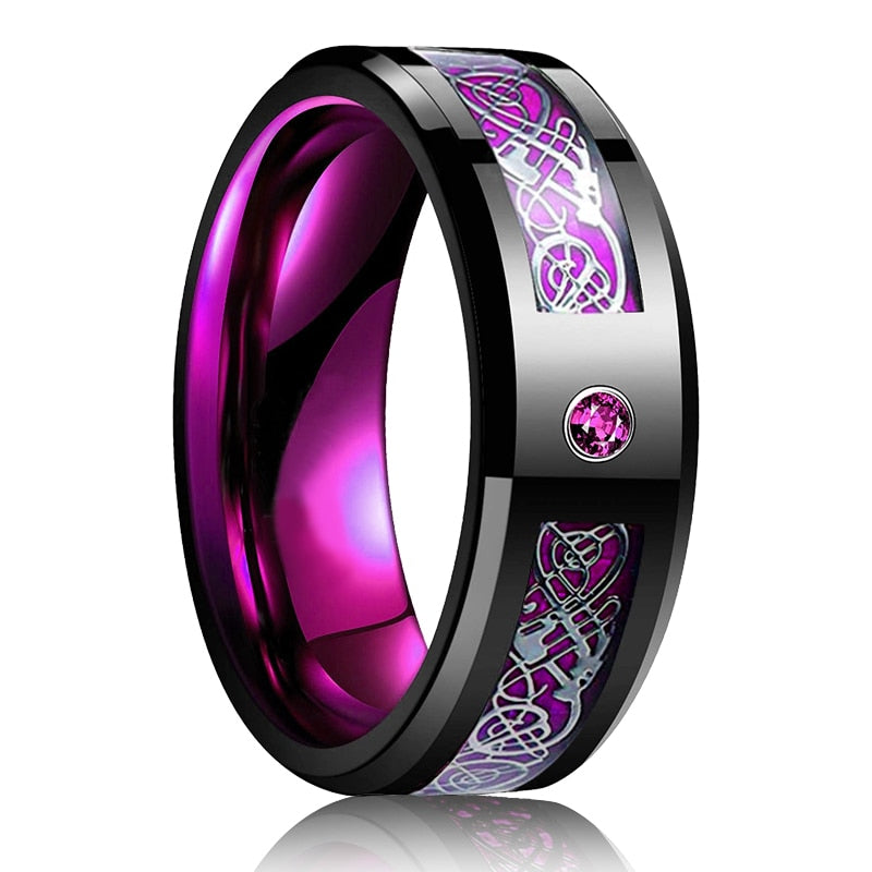 Pink Black Embossed Celtic Ring