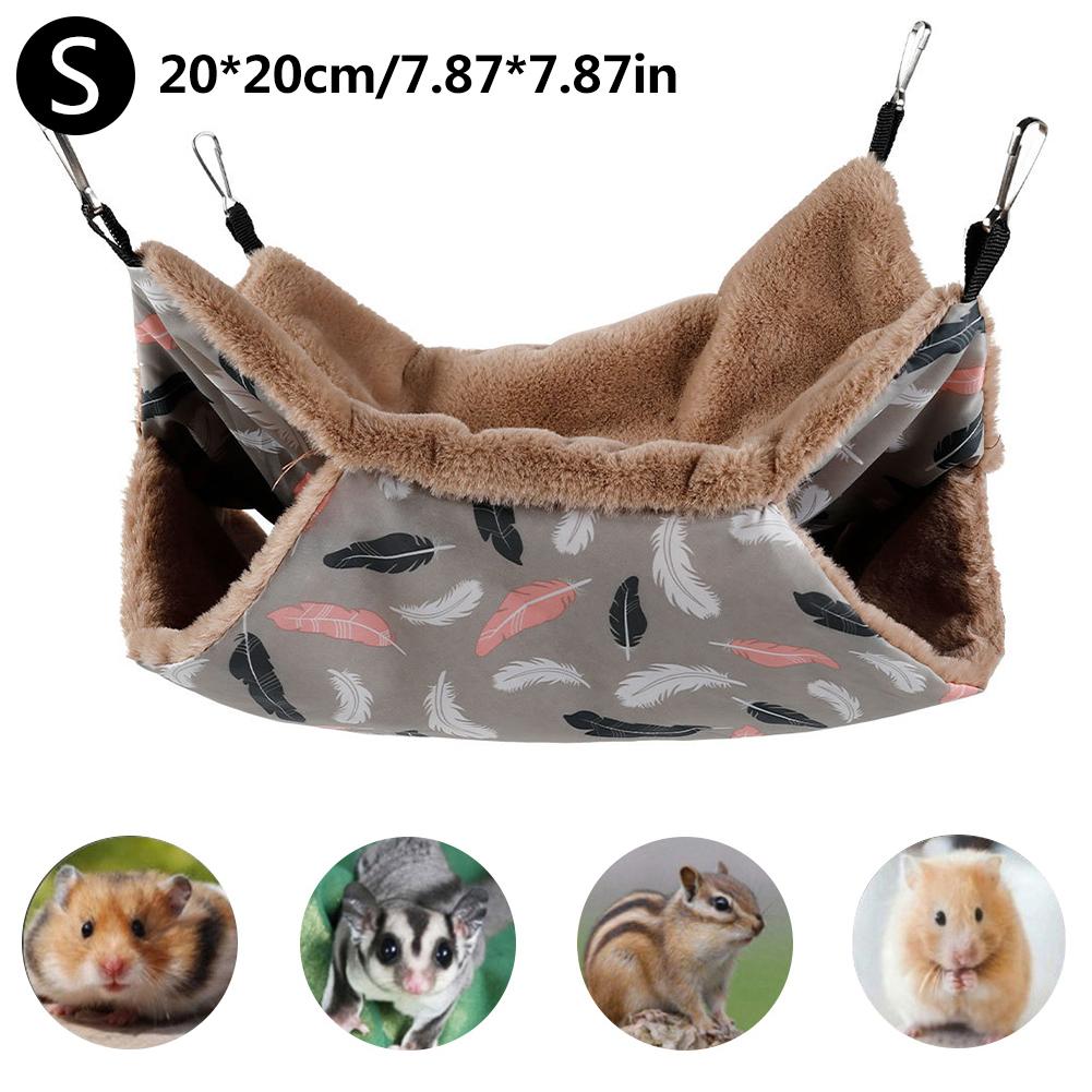 Hamster Hammock Three-layer Small Pet Hanging Bed Winter Warm Plush Hamster Hammock Hanging Nest Cage for Ferret Squirrel