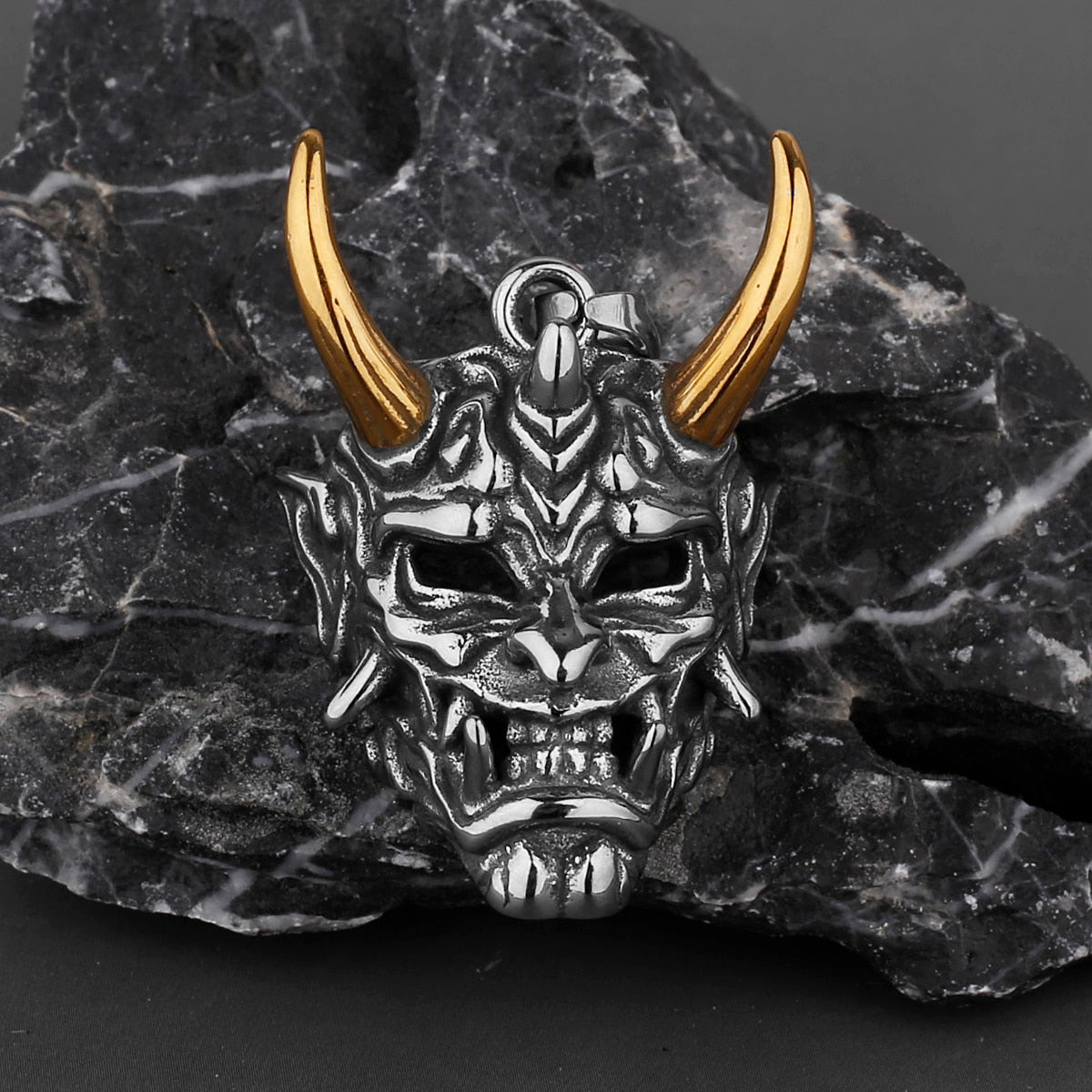 Gothic Evil Demon Skull Mask Pendant Necklace