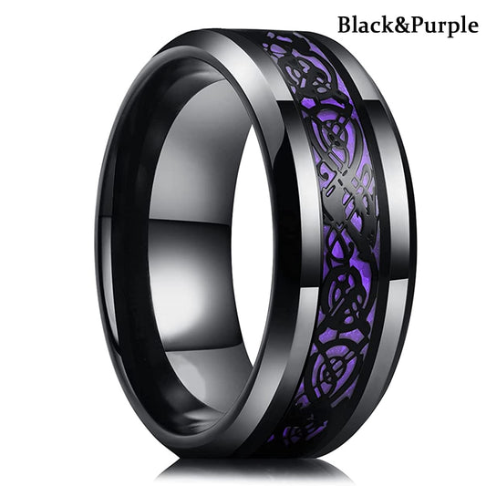 Black and Purple Embossed Celtic Ring