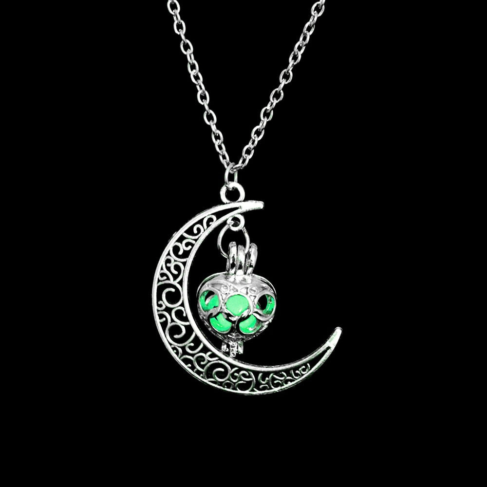 Moon Natural Glowing Stone Healing Necklace Women Gift Charm Luminous Pendant Necklace Jewelry