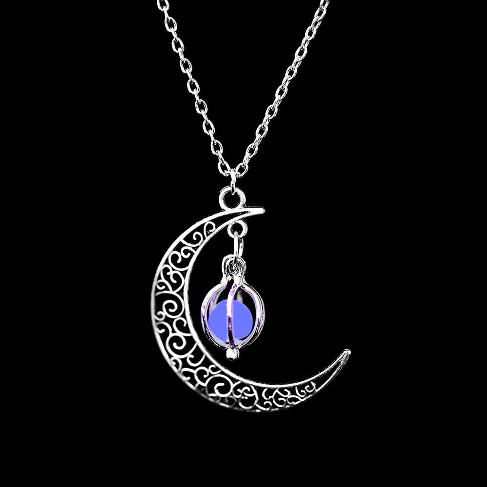 Moon Natural Glowing Stone Healing Necklace Women Gift Charm Luminous Pendant Necklace Jewelry