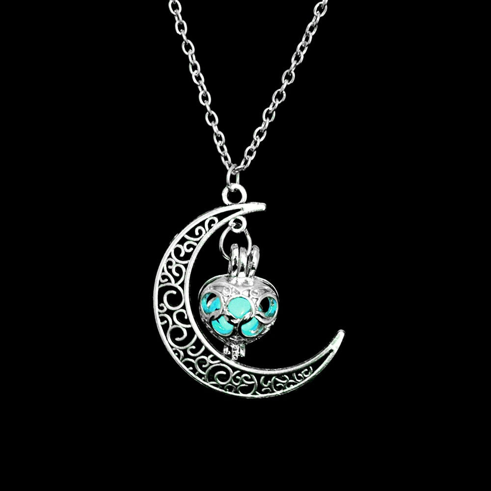 Moon Natural Glowing Stone Healing Necklace Women Gift Charm Luminous Pendant Necklace Jewelry