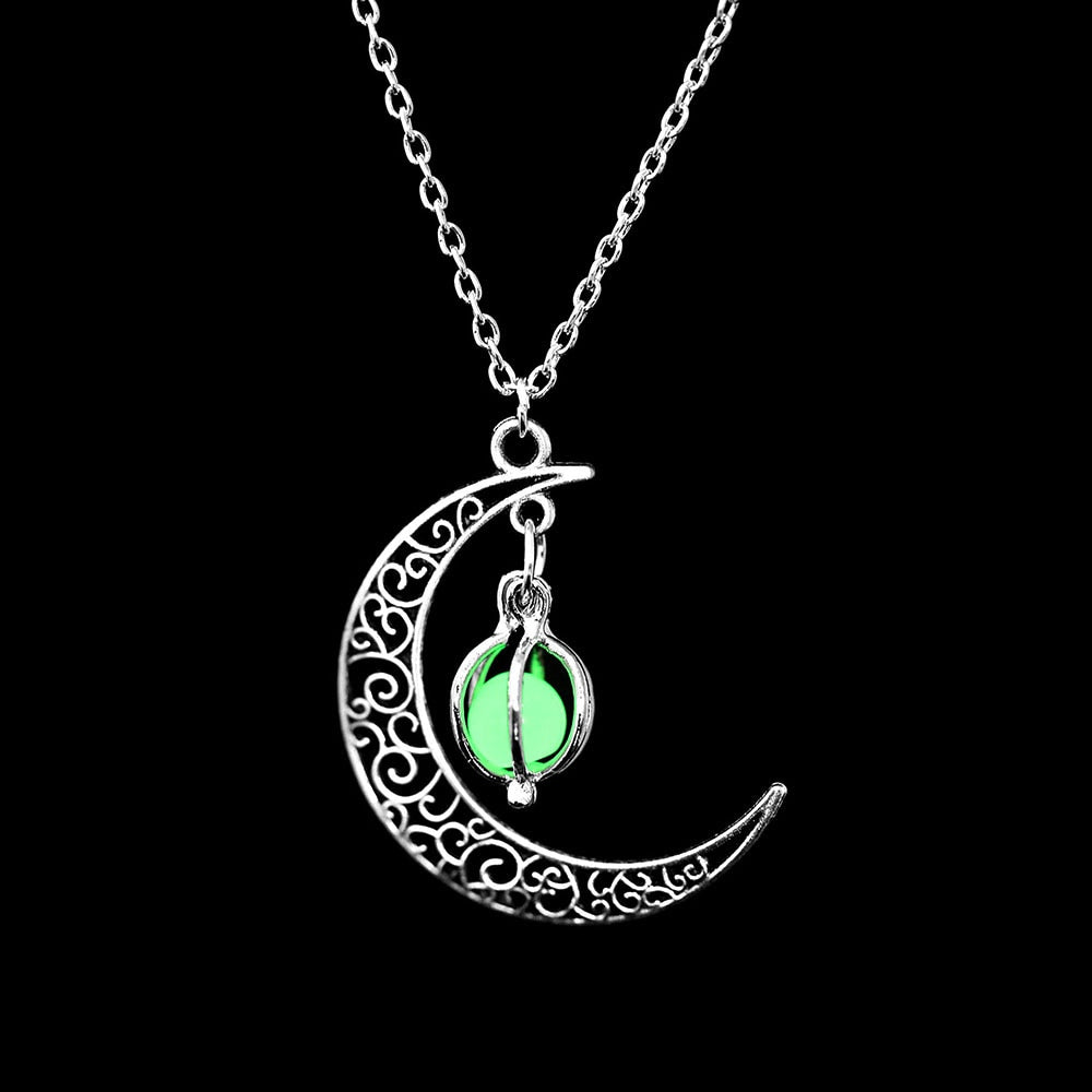 Moon Natural Glowing Stone Healing Necklace Women Gift Charm Luminous Pendant Necklace Jewelry