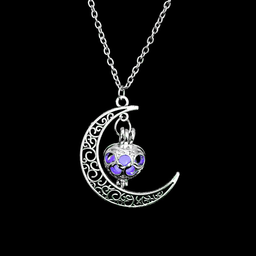 Moon Natural Glowing Stone Healing Necklace Women Gift Charm Luminous Pendant Necklace Jewelry