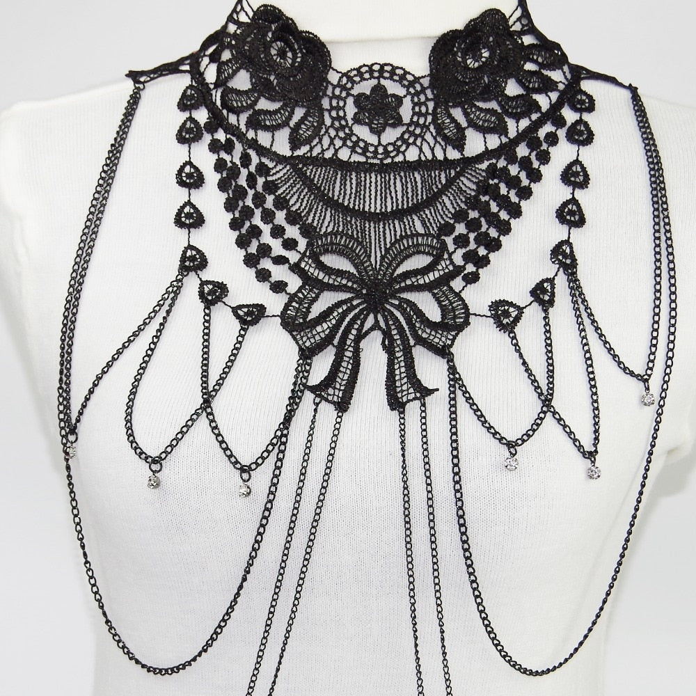 Black Lace Body Chain Jewelry Goth Accessories