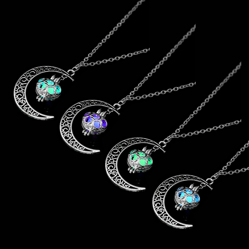 Moon Natural Glowing Stone Healing Necklace Women Gift Charm Luminous Pendant Necklace Jewelry