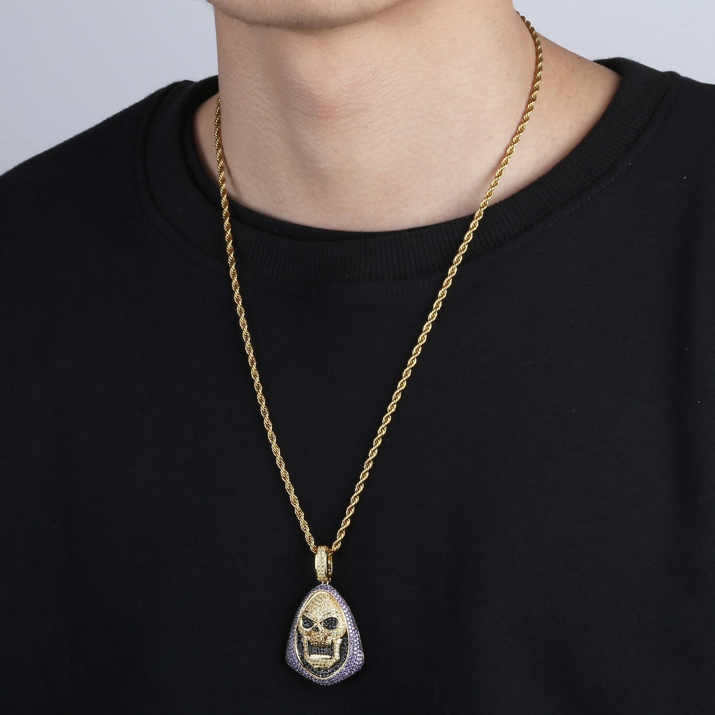 Iced Out Skeletor Pendant Jewelry with Chain